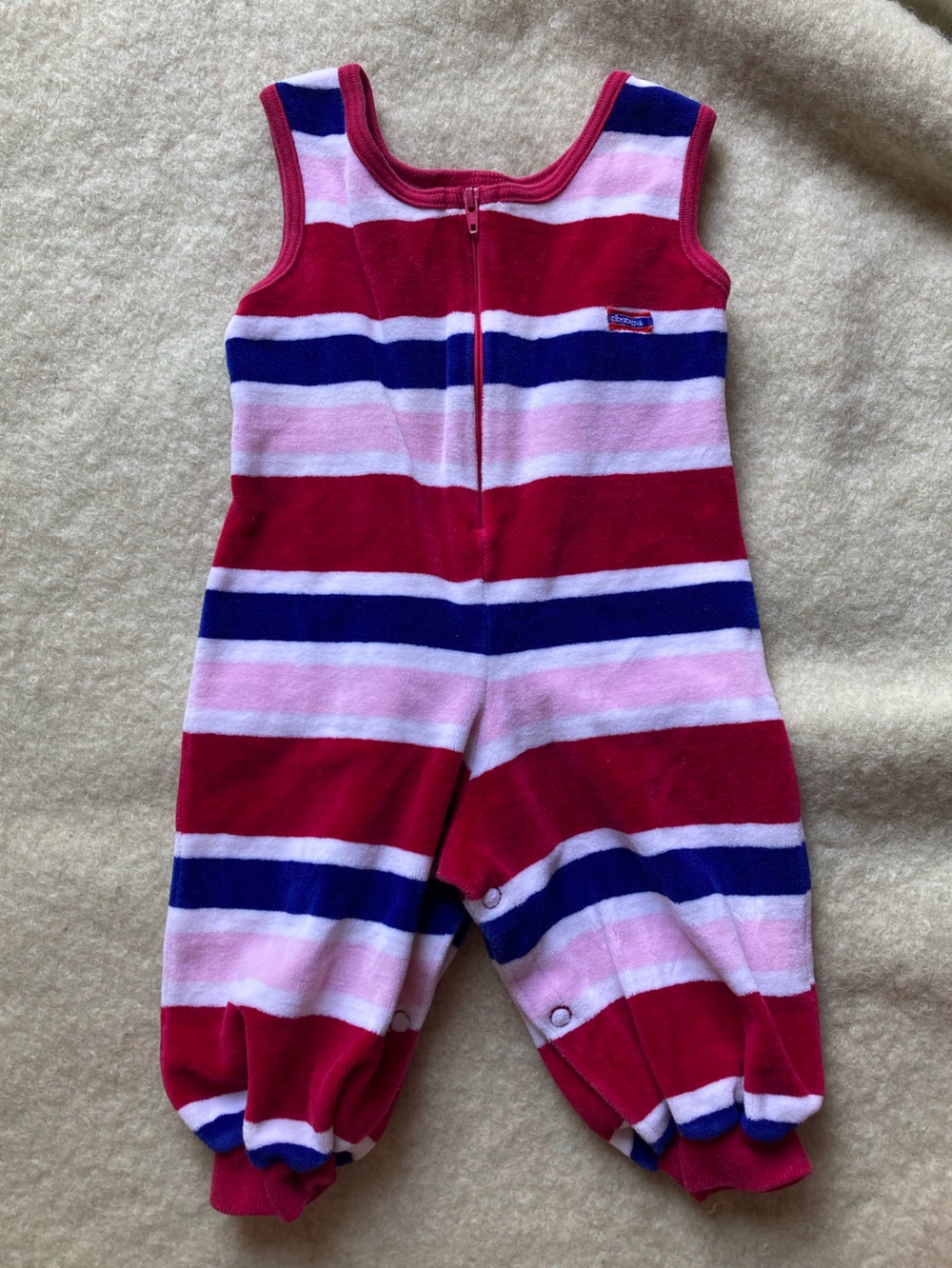 80s Baby 9M Striped Velour Romper